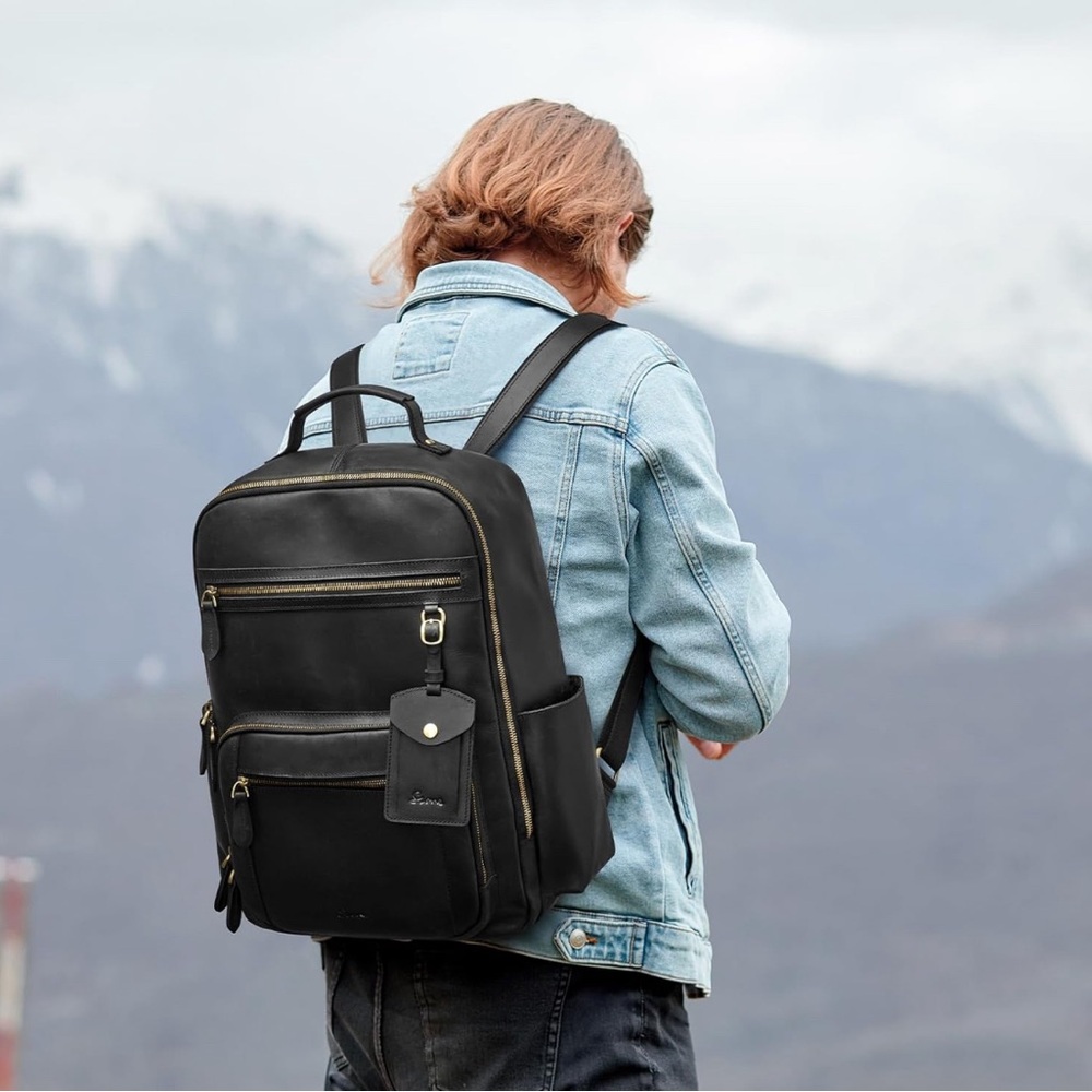 Leather backpack